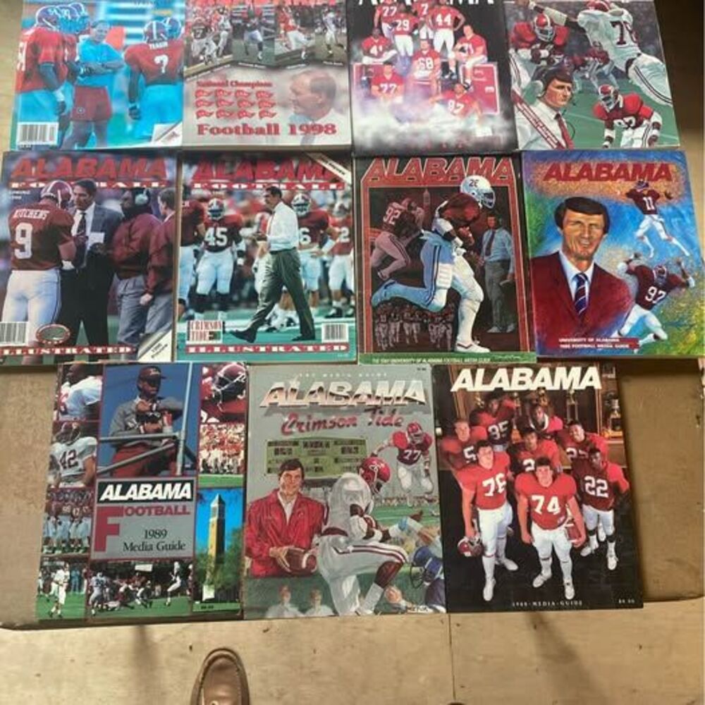 Vintage Alabama Crimson Tide Football Magazine & Media Guide Lot (11 Pieces) – 1